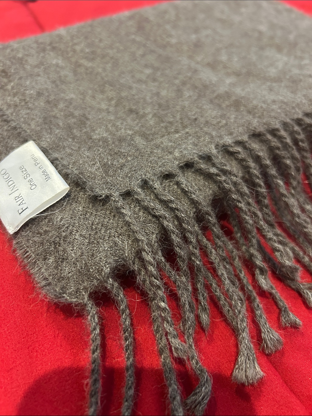 Fair Indigo 100% Baby Alpaca Scarf | Gray-Brown Heather | ~65in — image 5 of 6